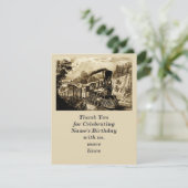 Birthday-Mannen van het Man  stoomtrain Bedankkaart (Staand voorkant)