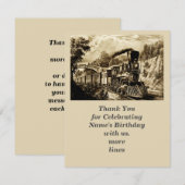 Birthday-Mannen van het Man  stoomtrain Bedankkaart (Voorkant / Achterkant)