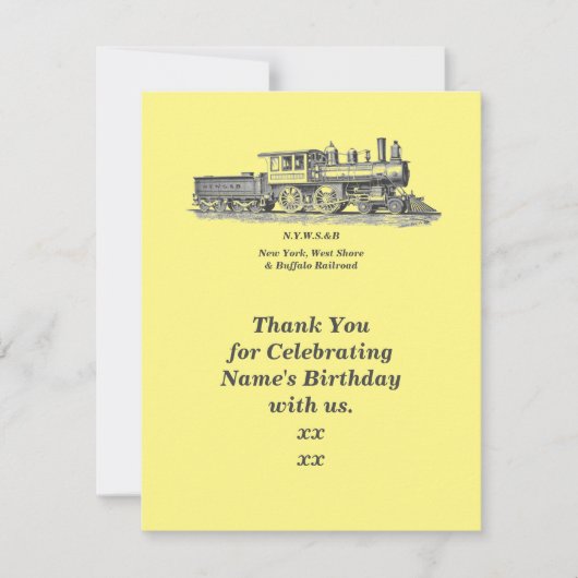 Birthday-Mannen van het Man van Steam Train Bedankkaart (Voorkant)