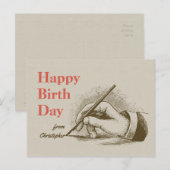 Birthday Mannhand met fontein pen CC0997 Briefkaart (Voorkant / Achterkant)