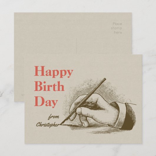 Birthday Mannhand met fontein pen CC0997 Briefkaart (Voorkant / Achterkant)