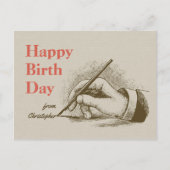 Birthday Mannhand met fontein pen CC0997 Briefkaart (Voorkant)