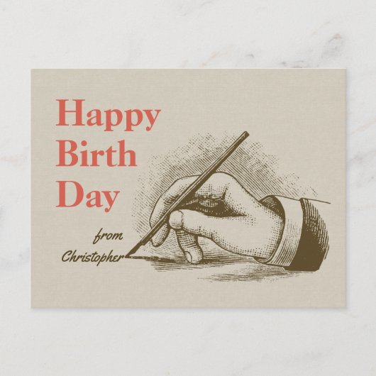 Birthday Mannhand met fontein pen CC0997 Briefkaart (Voorkant)
