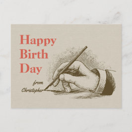 Birthday Mannhand met fontein pen CC0997 Briefkaart