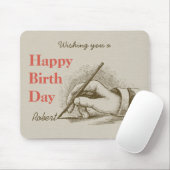 Birthday Mannhand met fontein pen CC0998 Muismat (Met muis)