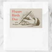Birthday Mannhand met fontein pen CC0999 Rechthoekige Sticker (Tas)