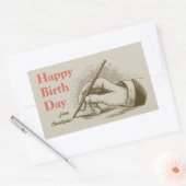 Birthday Mannhand met fontein pen CC0999 Rechthoekige Sticker (Envelop)