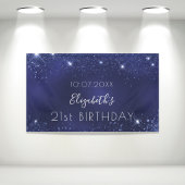 Birthday marineblauw glittermonogram spandoek