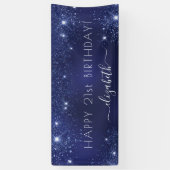 Birthday marineblauw glittermonogram spandoek (Verticaal)