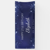 Birthday marineblauw glittermonogram spandoek (Verticaal)