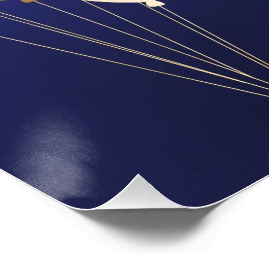 Birthday marineblauw goudballon perfect poster (Hoek)