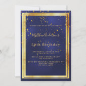 Birthday marineblauw goudconfetti kaart (Voorkant)