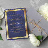 Birthday marineblauw goudconfetti kaart