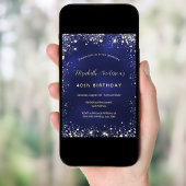 Birthday marineblauw goudglitter kaart