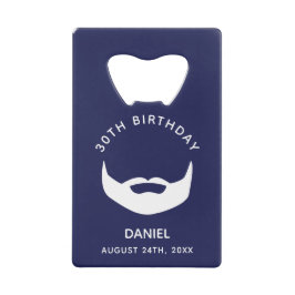 Birthday marineblauw mannen creditkaart flessenopener
