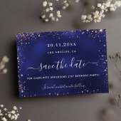 Birthday marineblauw roos goudglitter save the date