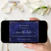 Birthday marineblauw roos goudglitter save the date