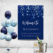 Birthday marineblauw welkom poster