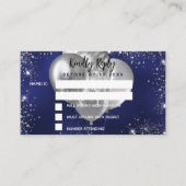 Birthday marineblauw zilverballonnen RSVP Informatiekaartje (Voorkant)