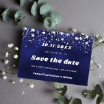 Birthday marineblauwe witte sterren save the date<br><div class="desc">A Sparen de Datum voor een 50e (of om het even welke leeftijd) verjaardagspartij. Een blauwe achtergrond voor de marine. Verkleurd met sterren. Voor hem en haar.</div>