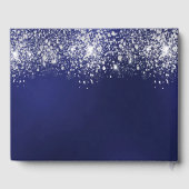 Birthday marinesblauwe zilverglitter monogram gastenboek (Achterkant)