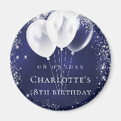 Birthday-marineschoolblauwe zilverballonnen, met u magneet (Voorkant)