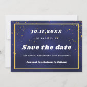 Birthday marjoblauw goud met uitzondering van de d save the date (Voorkant)