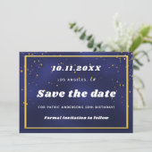 Birthday marjoblauw goud met uitzondering van de d save the date (Staand voorkant)