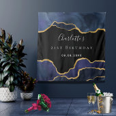 Birthday marjolein blauw zwart goudgas wandkleed