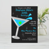 Birthday Martini Cocktail Invitation Kaart (Staand voorkant)