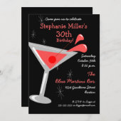 Birthday Martini Cocktail Invitation Kaart (Voorkant / Achterkant)