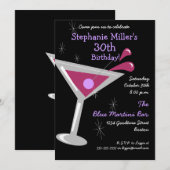 Birthday Martini Cocktail Invitation Kaart (Voorkant / Achterkant)