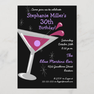 Birthday Martini Cocktail Invitation Kaart