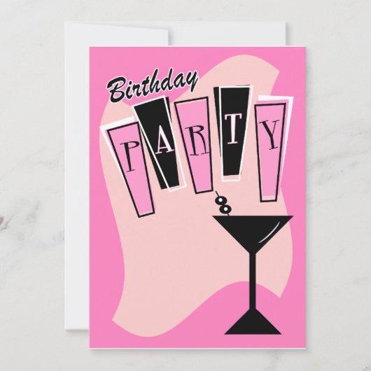 Birthday Martini Pink Kaart (Voorkant)
