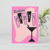 Birthday Martini Pink Kaart (Staand voorkant)