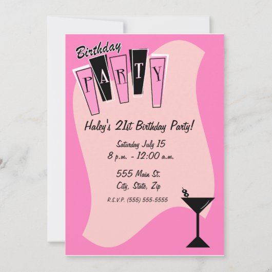 Birthday Martini Pink Kaart (Achterkant)