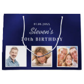Birthday marvy blue, aangepast foto monogram groot cadeauzakje (Voorkant)