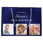 Birthday marvy blue, aangepast foto monogram groot cadeauzakje (Achterkant)