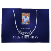 Birthday marvy blue, aangepast foto monogram groot cadeauzakje (Achterkant)