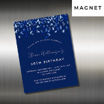Birthday marvy blue confetti mannen nodigmagnet ui<br><div class="desc">Een moderne,  elegante en uitnodigingsmagneet. Een blauw marinekleurend met blauwe confetti. Pas een naam en details aan en voeg deze toe. Witte tekst.</div>