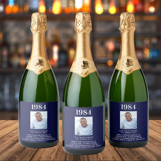 Birthday marvy blue foto maakt foto leuk feiten bi sparkling wijnetiket