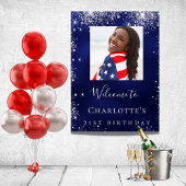 Birthday marvy blue Silglitter foto welkom Poster