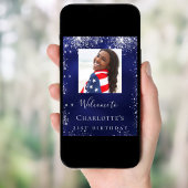 Birthday marvy blue Silglitter foto welkom Poster