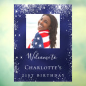 Birthday marvy blue Silglitter foto welkom Raamsticker (Vel 3)