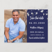 Birthday marvy blue Silver-foto, behalve de datum Aankondigingskaart (Voorkant)