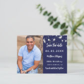 Birthday marvy blue Silver-foto, behalve de datum Aankondigingskaart (Staand voorkant)