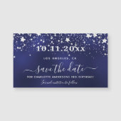 Birthday marvy blue Silver save date magnet (Voorkant)