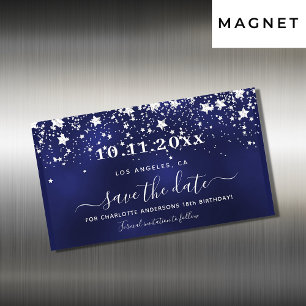 Birthday marvy blue Silver save date magnet