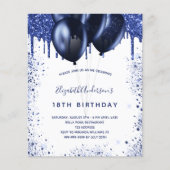Birthday marvy blue white budget uitnodiging flyer (Voorkant)