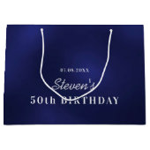 Birthday marvy blue white monogram modern groot cadeauzakje (Voorkant)